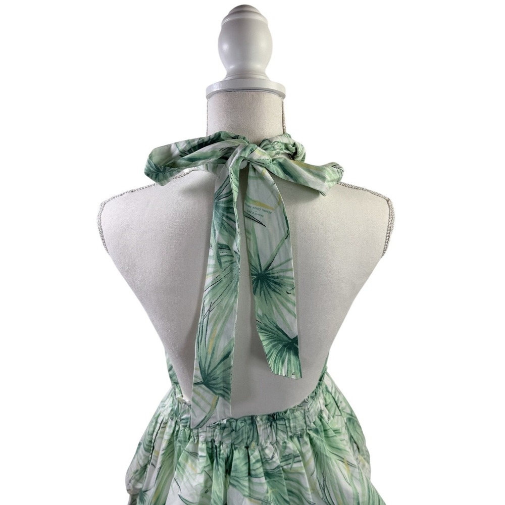 NWT Sewing Down South Crown & Ivy Green Palm 100% Cot Tiered Halter Dress Size M - Picture 7 of 10